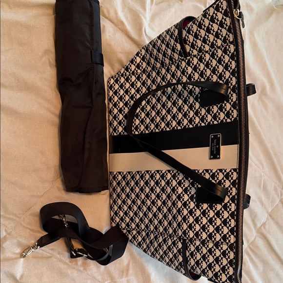 Kate Spade Black and White Baby Bag, hot pink interior - Picture 6 of 6